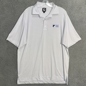FJ Foot Joy x St Louis Blues‎ Shirt Men's Sz L White Striped Polo Blues for Kids